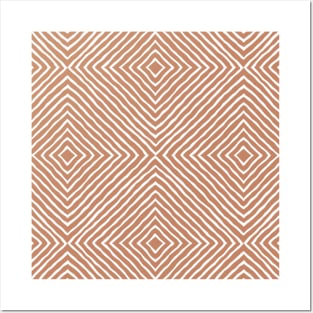 Boho Stripes Pattern (Terracotta and White) Posters and Art